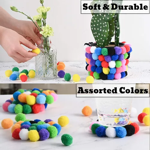 Vista 4 de WAU - 50 pompones de 2 pulgadas para manualidades, manualidades, proyectos de bricolaje, en bolsa reutilizable con cremallera