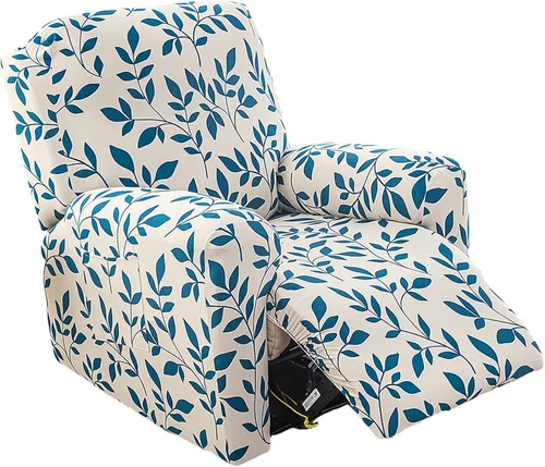 Vista 34 de NILUOH Funda para sillón reclinable, 4 piezas, elástica, estampada, con bolsillo lateral, funda para sofá reclinable, antideslizante, ajustable, 16