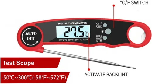 Vista 8 de Guantes resistentes al calor, guantes de barbacoa para hombres y mujeres, guantes de cocina de hasta 1472 °F + sonda termómetro de carne apagado