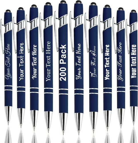 Vista 66 de Hasta 300 bolígrafos personalizados a granel con nombre personalizado con grabado gratis, puntas de lápiz capacitivo grabado, bolígrafo