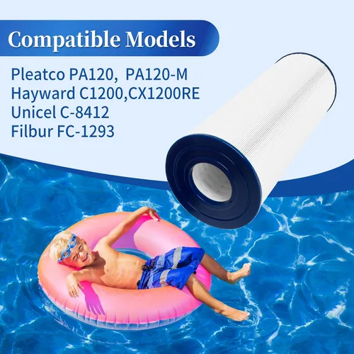 Vista 3 de Filtro de piscina PA120 de repuesto compatible con Hay- Ward C1200, CX1200RE, Unicel C-8412, Filbur FC-1293, apto para Waterway Clearwater II 125