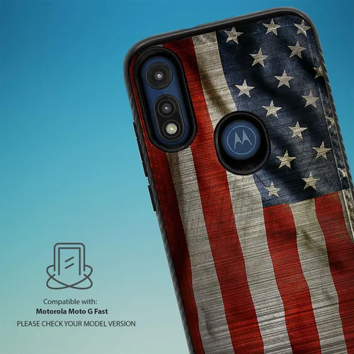Vista 2 de CasesOnDeck Funda delgada compatible con Motorola Moto E (2020) / Moto E [Armadura cepillada] Negro de doble capa delgada cubierta de agarre