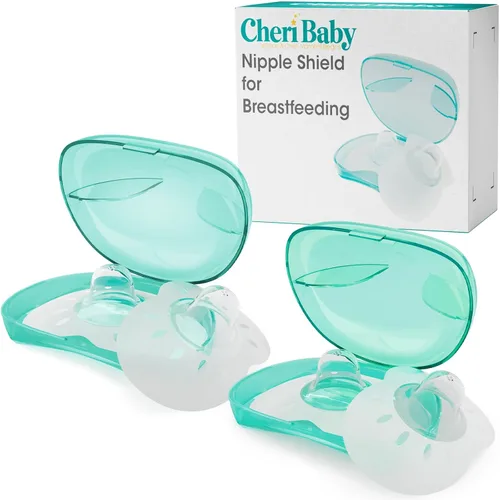 Vista 7 de CheriBaby - Protector de pezón de contacto para amamantar con dificultad para succionar o pezones planos o invertidos, 1 par con funda
