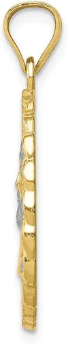 Vista 2 de Colgante de oro amarillo macizo de 10 quilates con dos tonos de corte de diamante con cara de Jesús, Metal