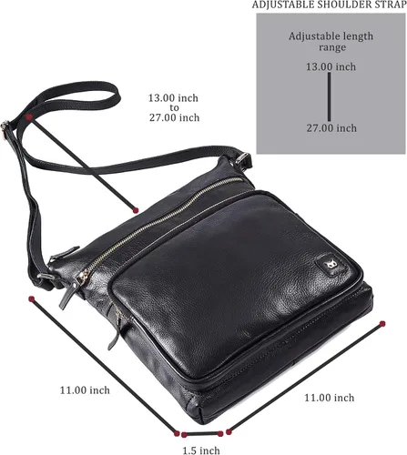 Vista 4 de Bolsos cruzados de cuero genuino y carteras para mujeres, bolsos de hombro cruzados hechos a mano, elegantes y modernos