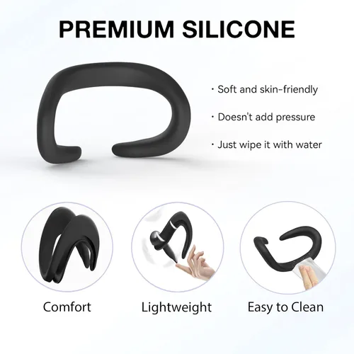 Vista 5 de VR Silicone Face Pad Cover for Meta Quest 3 Original Headset Accessories, VR Face Cushion Pad Mask for Oculus Quest 3 Headset Face Pad (Black)
