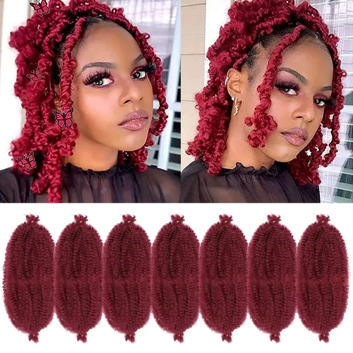 Vista 38 de Cabello para Trenzas Marley Twist de 10 pulgadas Negro 3 Paquetes Cabello Afro Twist Elástico Preseparado para Locs Suaves Cabello Spring Twist