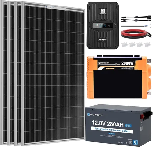 Vista 9 de ECO-Worthy - Kit completo de panel solar de 1.6KWH 400W 12V para RV fuera de la red: 4 * panel solar de 100W + controlador MPPT de 40A + 2 * batería