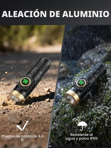Vista 7 de Yemao Llavero recargable con cadena, mini linterna LED de 600 lúmenes, pequeña luz EDC fácil de llevar con bolsillo o fijar al llavero, bolsa