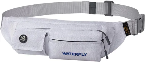 Vista 24 de WATERFLY Riñonera para Mujeres y Hombres Resistente al Agua Pequeña Bolsa de Cintura Delgada con 4 Bolsillos Bolsa Cruzada Ligera para el Pecho que