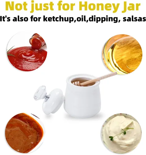 Vista 4 de ONTUBE Olla de cerámica de miel de 12 oz con tapa de cristal y tapa