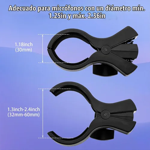 Vista 3 de BILIONE Soporte para micrófono, clip grande para accesorios de micrófono para soportes y trípode