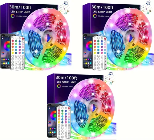 Vista 8 de NBBUFF Tira de luces LED inteligentes extralargas de 16 pies (1 rollo) para dormitorio, luces LED RGB con aplicación y control remoto, decoración