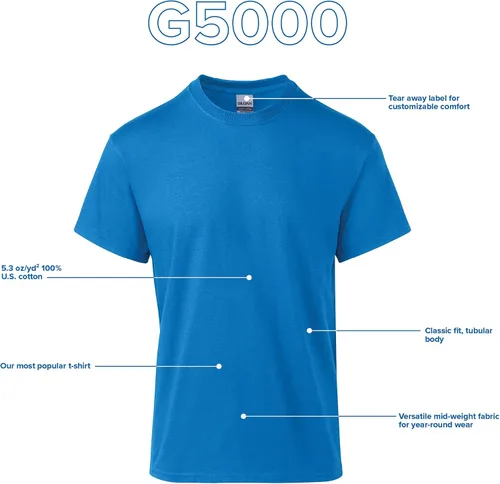 Vista 5 de Gildan Camiseta de algodón pesado para adultos, estilo G5000, paquete múltiple