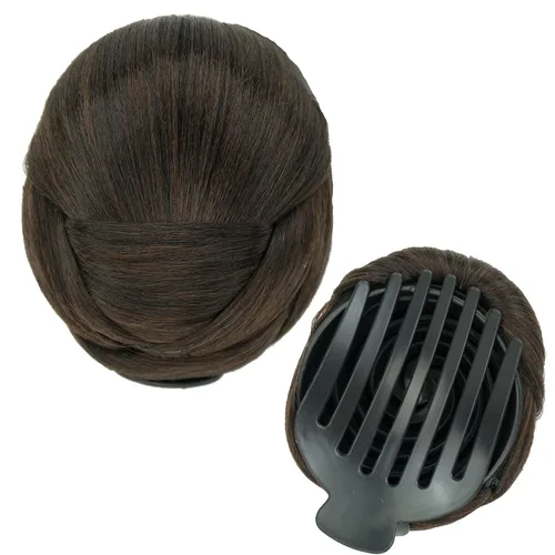 Vista 18 de IMISSU Trenzado Chignon Dancer Hair Donut Hairpieces Scrunchie Claw Hair Moño Updo para bodas y fiestas (M3 rubio ceniza)