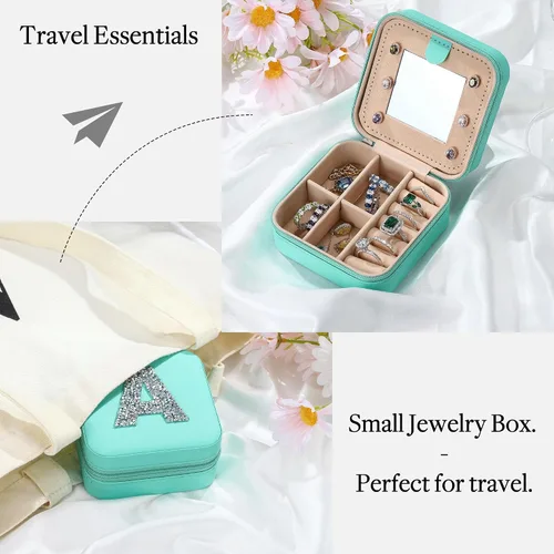 Vista 4 de Pequeño organizador de joyas de viaje Joyero para joyas, collar, anillo y aretes, caja de viaje, esencial, regalo de cumpleaños personalizado
