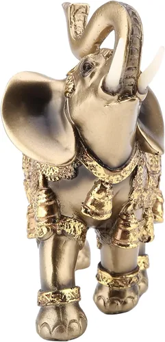 Vista 9 de Estatua de elefante dorado, estatua de elefante vintage de Feng Shui, figura coleccionable de elefante de la suerte de Feng Shui, escultura