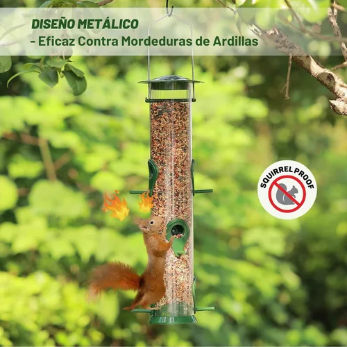 Vista 7 de 2 paquetes de comederos para pájaros verdes, comederos colgantes de tubo, comederos para pájaros salvajes de 6 puertos, comederos premium de Verde 2