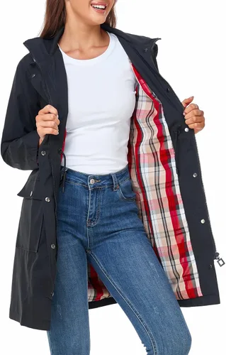 Vista 3 de SaphiRose Women's Waterproof Rain Jacket Lightweight Raincoat Hooded Windbreaker Trench Coat