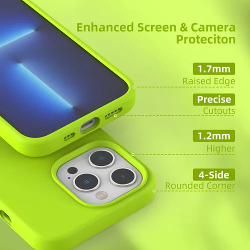 Vista 3 de Funda compatible con iPhone 13 Pro, protección contra caídas, antihuellas, funda de silicona líquida a prueba de golpes con forro de microfibra