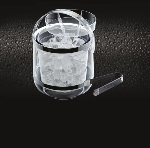 Vista 2 de BarCraft Cubo aislado de plástico con pinzas y tapa para hielo, 2,5 l, transparente