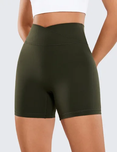 Vista 2 de CRZ YOGA Butterluxe - Pantalones cortos de ciclismo para mujer de 3 5 pulgadas, cintura alta, sin costura frontal, para entrenamiento, yoga
