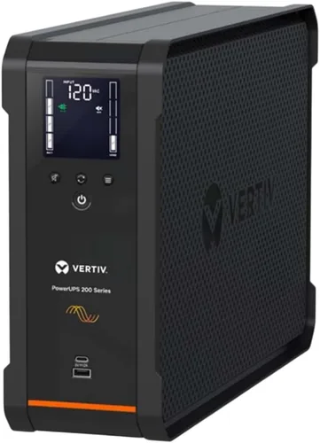 Vista 7 de Vertiv PSA6E-600LVT 600VA y 360W PowerUPS 200 Essential 120V Line Interactive Desktop UPS