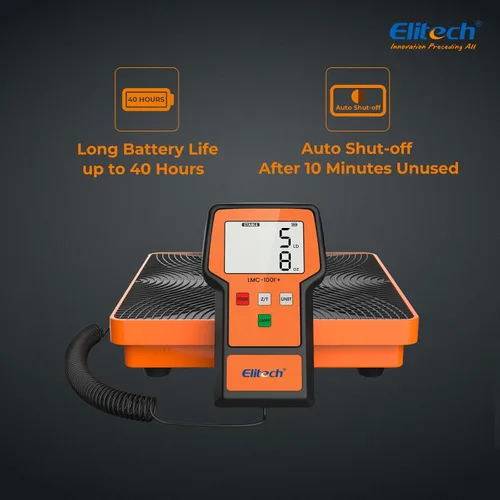 Vista 8 de Báscula Elitech LMC-100F+ de carga para refrigerante, 110 libras, de alta precisión, para Freon, para calefacción, ventilación y aire acondicionado