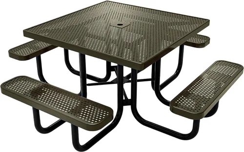 Vista 68 de COATEDOUTDOORFURNITURE Mesa de picnic cuadrada de 46 pulgadas, expandida, color negro