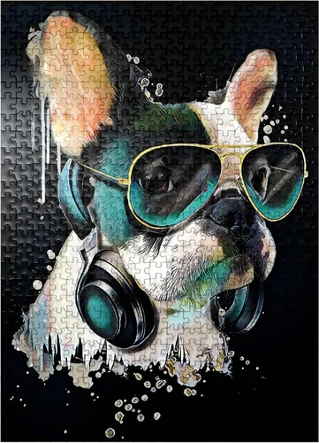 Vista 8 de MyPuzzle Bulldog francés con auriculares - Rompecabezas de 100 piezas premium para adultos