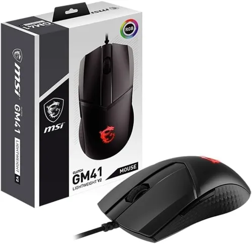 Vista 10 de MSI Clutch GM20 Elite - Ratón para juegos, 6400 DPI, interruptor OMRON de 20M+ clics, sensor óptico, pesos ajustables, diseño ergonómico para mano