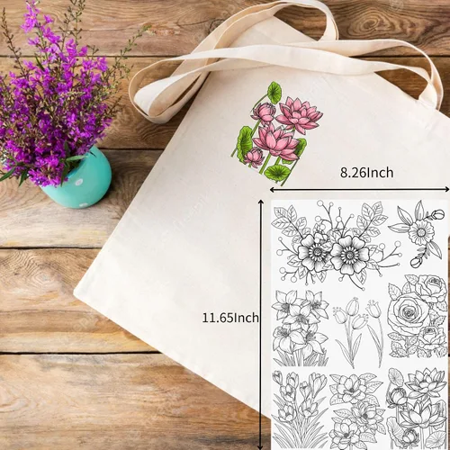 Vista 2 de Papel de bordado para pegar y puntar, soluble en agua, estabilizador de bordado, autoadhesivo, papel soluble en agua con patrones de flores