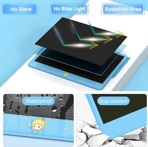 Vista 7 de Hockvill Tableta de escritura LCD de 12 pulgadas, juguetes para niños y niñas, almohadilla de dibujo para niños de 3, 4, 5, 6, 7 años, tablero