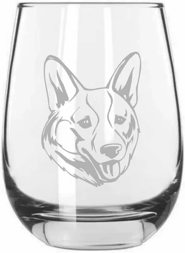 Vista 157 de Shar Pei (chino) - Vaso de vino sin tallo grabado para perro, 15.25 onzas