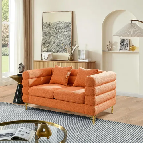 Vista 8 de mikibama Juego de sofá Teddy de lujo para sala de estar, muebles de decoración moderna, sofá seccional, sofá de 3 plazas y loveseat con 5 almohadas