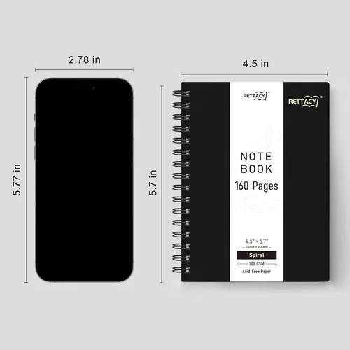 Vista 3 de RETTACY Cuaderno de bolsillo, 160 páginas forradas, tamaño mini A6 (4.5" × 5.7"), para trabajo, diario, escritura, papel grueso de 100 g/m²