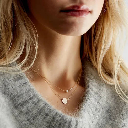 Vista 5 de Ieftop Regalos para el día de San Valentín para ella, delicado collar de oro para mujer, chapado en oro de 14 quilates, bonito collar de corazón