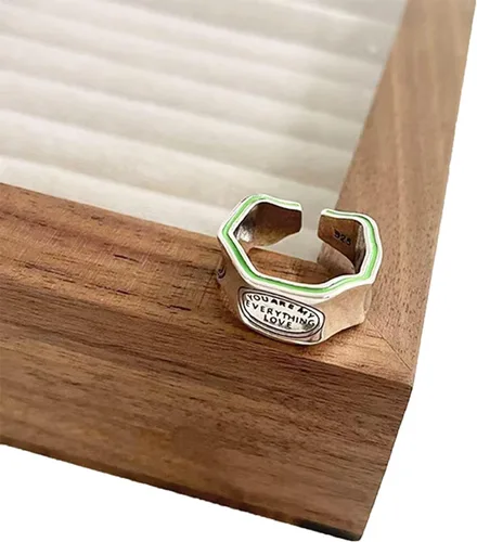 Vista 22 de Anillos de banda ancha de plata de ley 925 vintage hechos a mano para mujeres/hombres, anillo ajustable para el pulgar