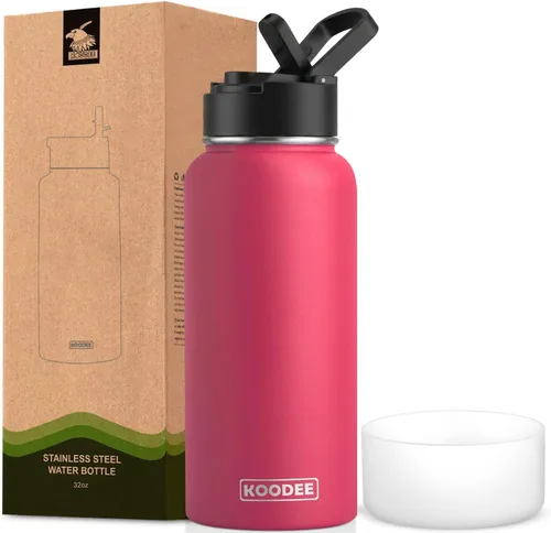 Vista 79 de koodee Botella de agua para niños, botella de agua de acero inoxidable de 12 onzas con aislamiento al vacío para la escuela, botella de agua de boca