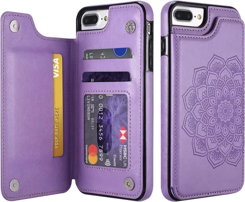 Vista 14 de UEEBAI Funda para iPhone SE 2022/7/8/SE 2020, funda de piel sintética con cierre magnético, ranuras para tarjetas, función de soporte