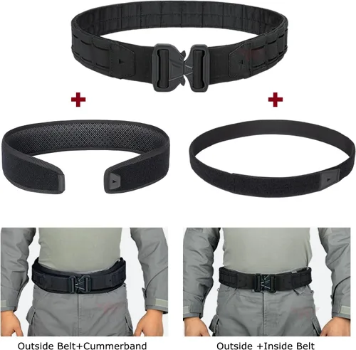 Vista 3 de YAKEDA Tactical Airsoft Battle Belt for Men, 1.75" & 1.5" Rigger Heavy Duty Belt 3pcs,ideal for hunting, hiking