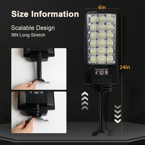 Vista 6 de Luz solar de calle de 540 LED para exteriores, impermeable, luces solares del atardecer al amanecer, luces de inundación al aire libre, sensor