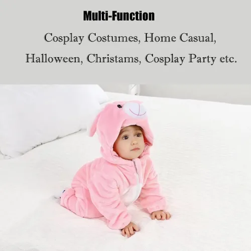 Vista 3 de QIAONIUNIU Disfraz de conejito para bebé para Halloween, mameluco para niños pequeños, rómper para cosplay, de 12 a 18 meses