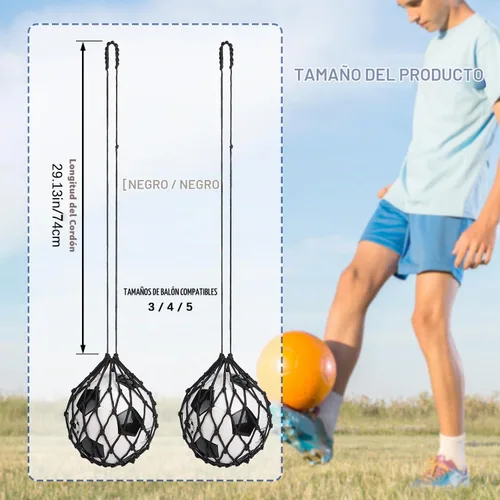 Vista 2 de TOBWOLF Football Kick Trainer, Soccer Return Trainer Net Fits Ball Size 3, 4, 5, Hands-Free Soccer Kick Throw Training Aid