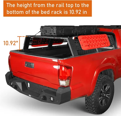 Vista 5 de Hooke Road - Barra de cama alta de 12.2" para camionetas de tamaño completo con rieles de cama - Compatible con Toyota Tundra 07-23 y Toyota Tacoma