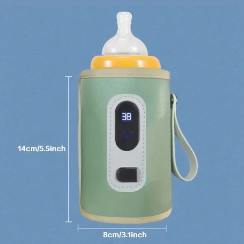 Vista 6 de Cubierta de aislamiento portátil para calentador de botellas, protector de calor de leche para bebés con ajuste de temperatura, calentador USB