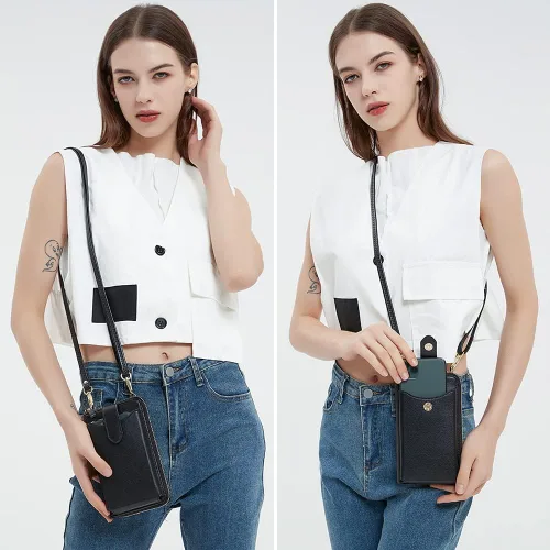 Vista 6 de Peacocktion - Bolso pequeño para teléfono celular, para mujeres, minibolso de hombro ligero para cruzarse por el cuello, con ranuras para tarjetas