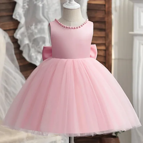 Vista 2 de NNJXD - Vestido de princesa de tul y manga larga de princesa para niña, niña pequeña y bebé, vestido floral de boda para niña