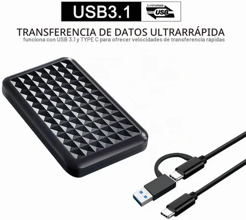 Vista 2 de Disco duro externo portátil ultradelgado de 320 GB USB 3.1 tipo C de 2.5'' HDD, almacenamiento para PC, Mac, portátil, PS4, PS5, Xbox One