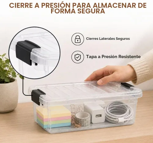 Vista 6 de Superio - Contenedores de almacenamiento de plástico transparente de 1.27 cuartos de galón con tapas, contenedores organizadores apilables, cajas